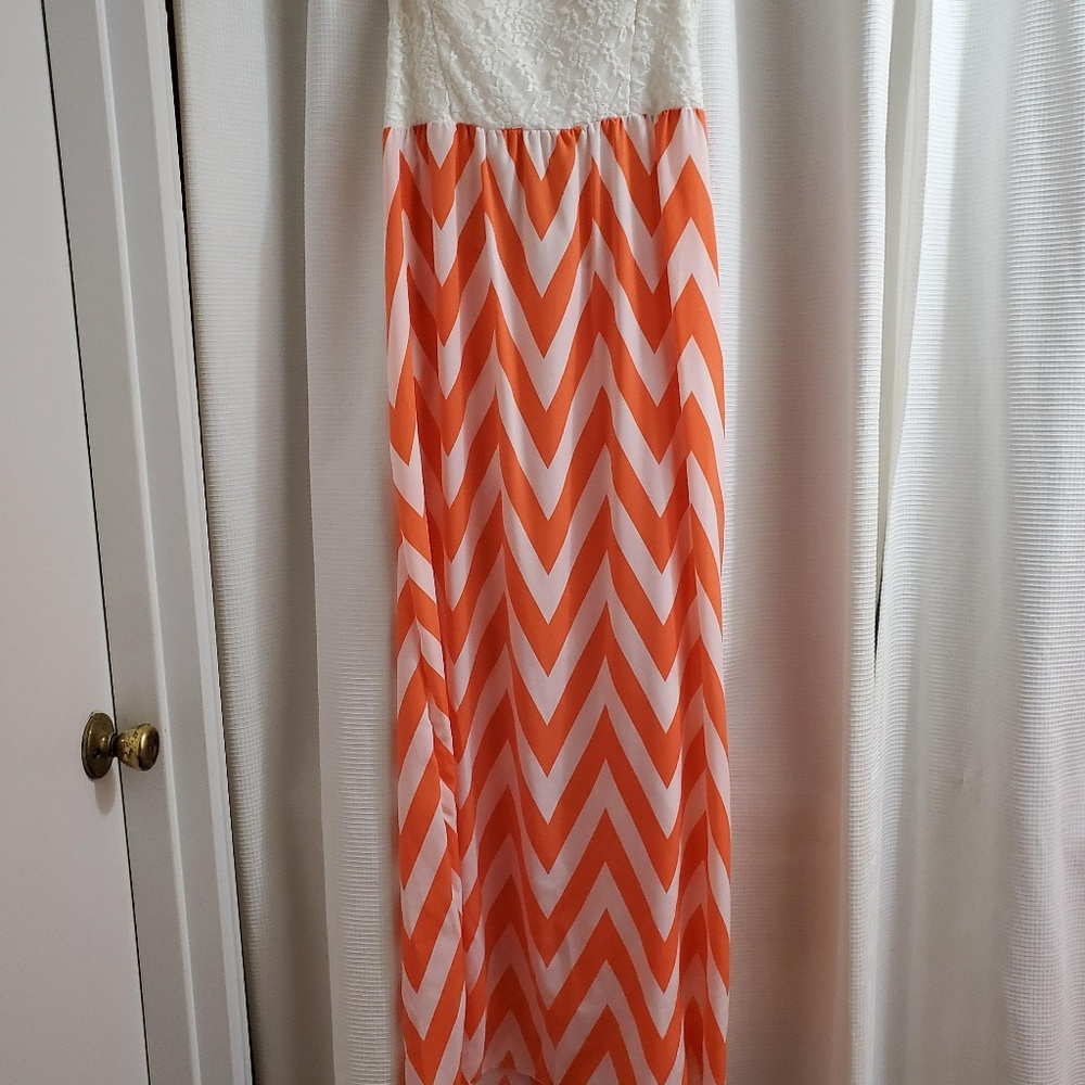 New, never been worn, Orange striped maxi